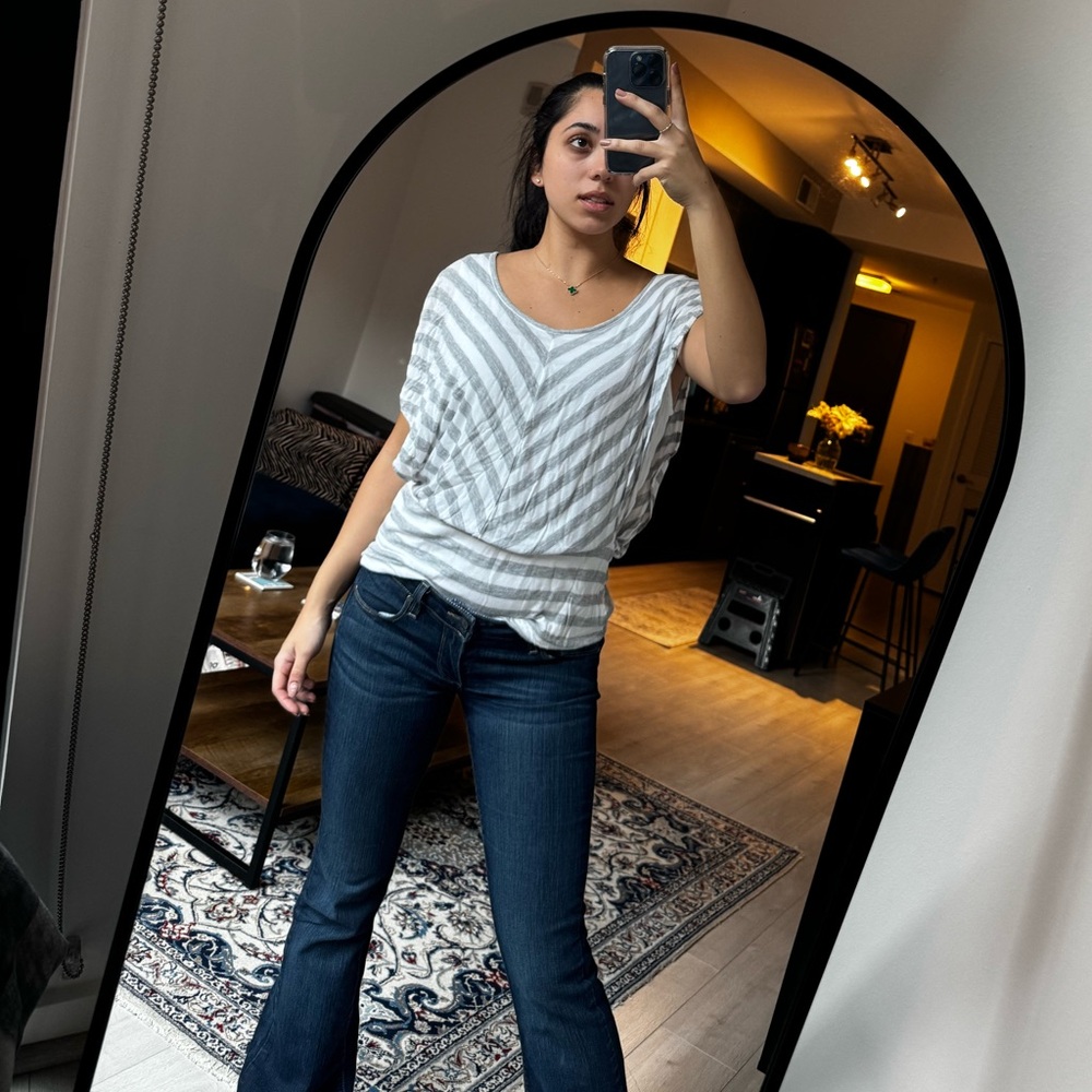 Striped Gray and White Top
